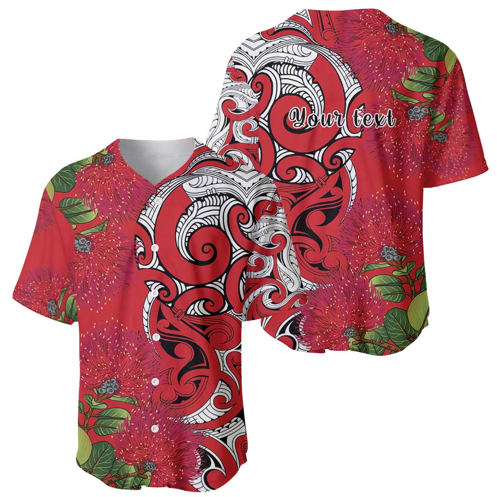 Personalised New Zealand Koru Pohutukawa Baseball Jersey Meri Kirihimete Aroha for Christmas LT9 - Polynesian Pride