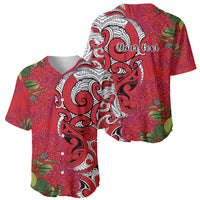 Personalised New Zealand Koru Pohutukawa Baseball Jersey Meri Kirihimete Aroha for Christmas LT9 - Polynesian Pride