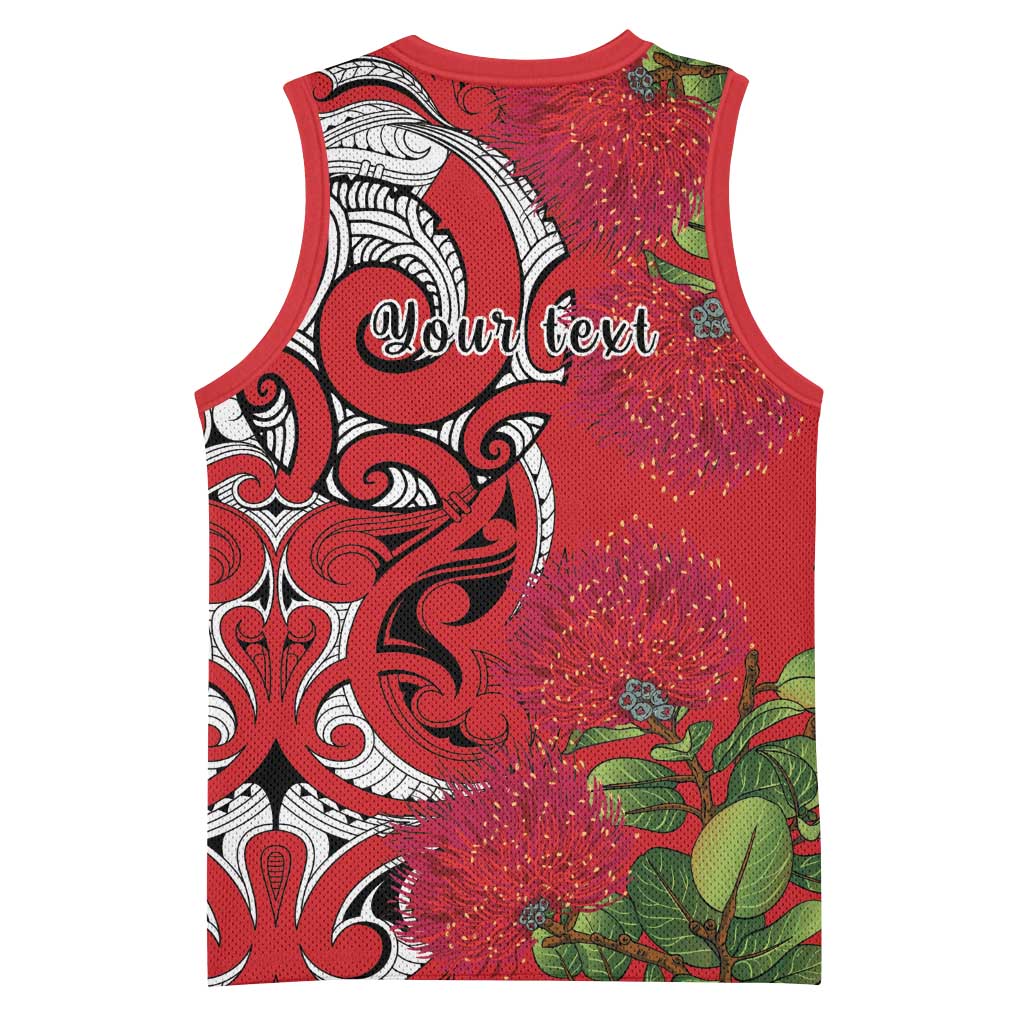 Personalised New Zealand Koru Pohutukawa Basketball Jersey Meri Kirihimete Aroha for Christmas LT9 - Polynesian Pride