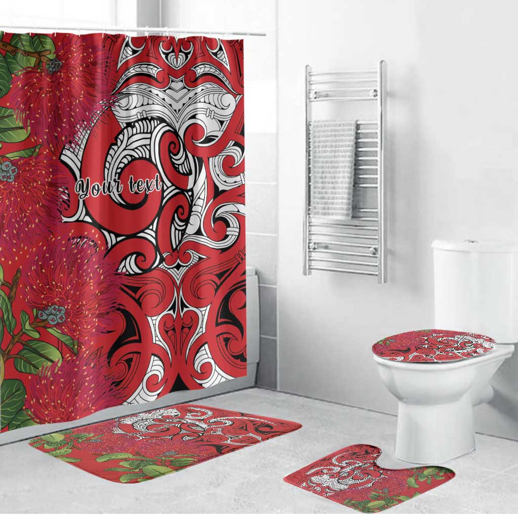 Personalised New Zealand Koru Pohutukawa Bathroom Set Meri Kirihimete Aroha for Christmas LT9 Bathroom Set (4 pcs) Red - Polynesian Pride