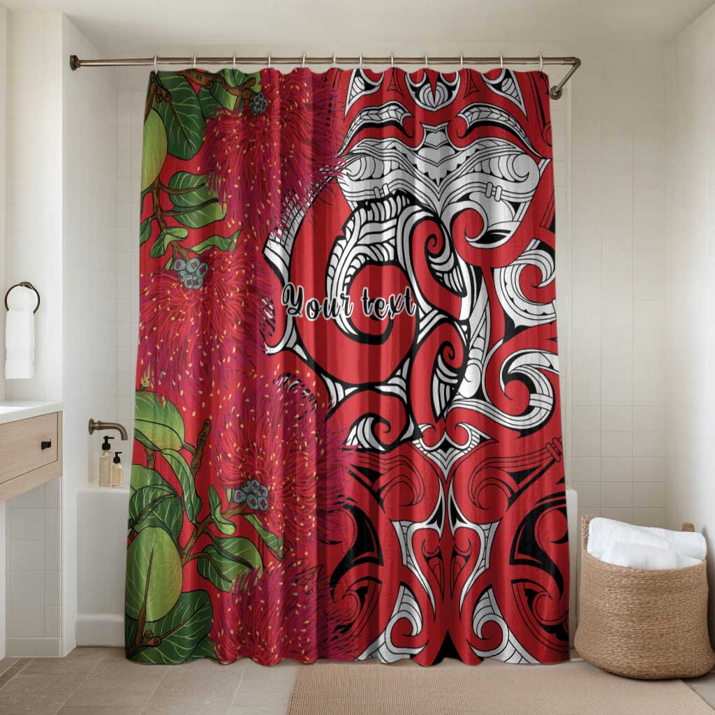 Personalised New Zealand Koru Pohutukawa Bathroom Set Meri Kirihimete Aroha for Christmas LT9 Shower Curtain Only Red - Polynesian Pride