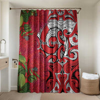 Personalised New Zealand Koru Pohutukawa Bathroom Set Meri Kirihimete Aroha for Christmas LT9 Shower Curtain Only Red - Polynesian Pride