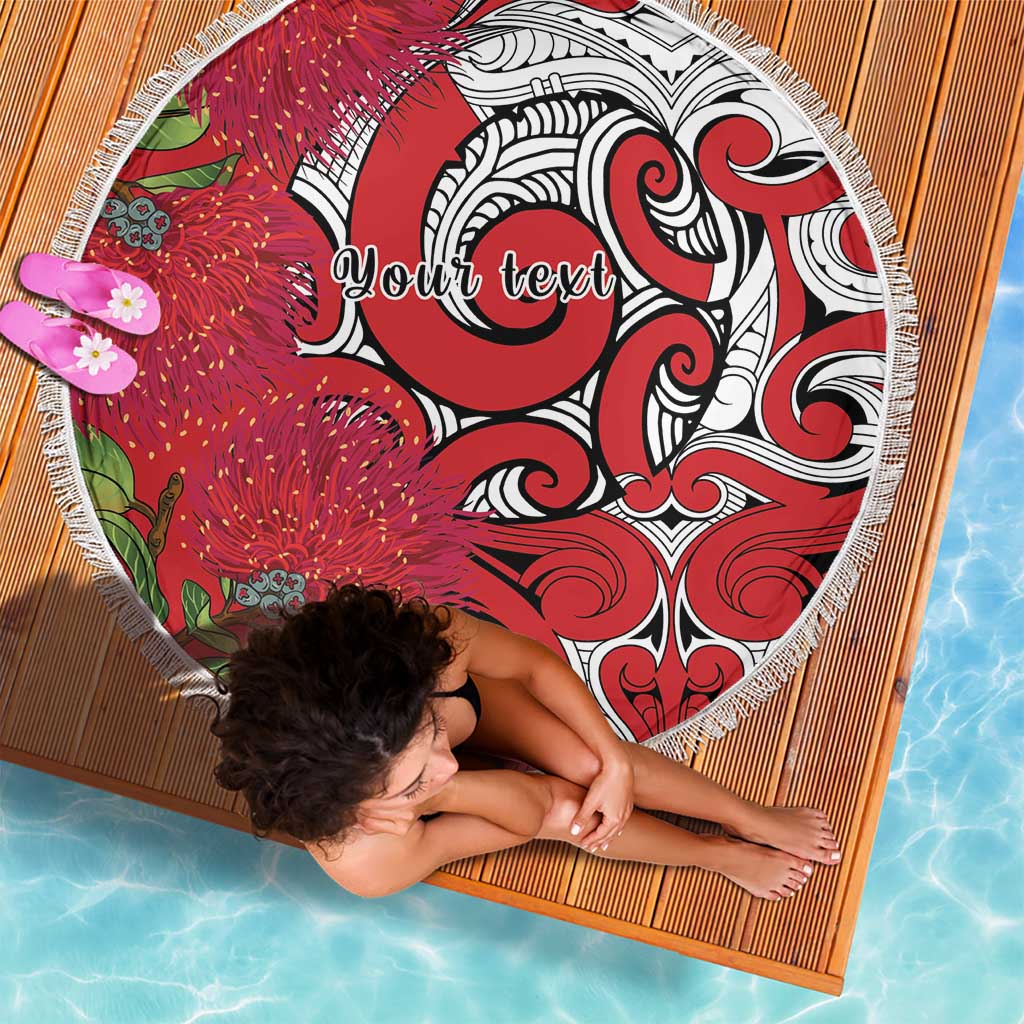 Personalised New Zealand Koru Pohutukawa Beach Blanket Meri Kirihimete Aroha for Christmas LT9 - Polynesian Pride