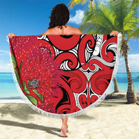 Personalised New Zealand Koru Pohutukawa Beach Blanket Meri Kirihimete Aroha for Christmas LT9 - Polynesian Pride