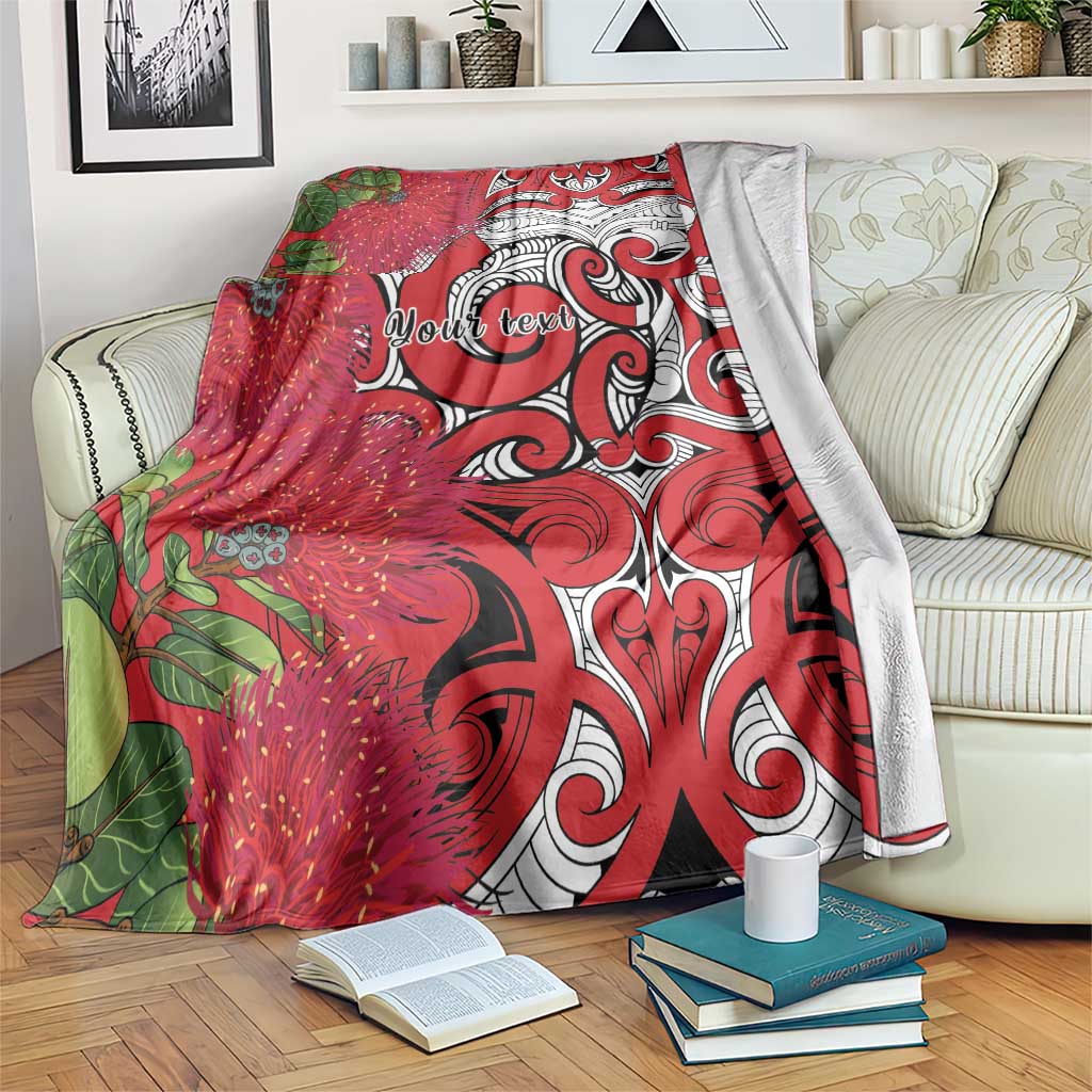 Personalised New Zealand Koru Pohutukawa Blanket Meri Kirihimete Aroha for Christmas LT9 Red - Polynesian Pride