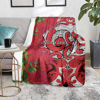 Personalised New Zealand Koru Pohutukawa Blanket Meri Kirihimete Aroha for Christmas LT9 - Polynesian Pride