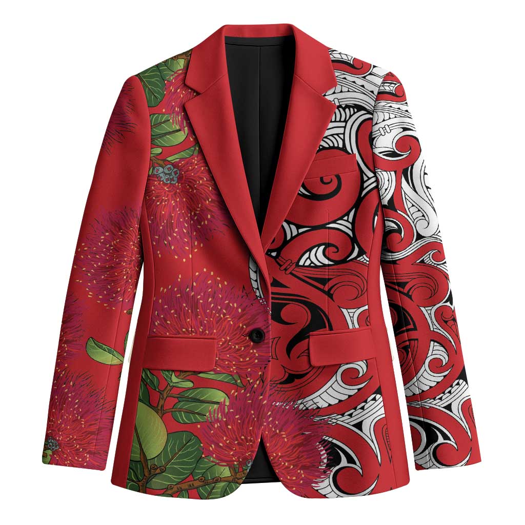 Personalised New Zealand Koru Pohutukawa Blazer Meri Kirihimete Aroha for Christmas LT9 Unisex Red - Polynesian Pride