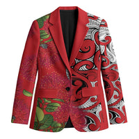 Personalised New Zealand Koru Pohutukawa Blazer Meri Kirihimete Aroha for Christmas LT9 Unisex Red - Polynesian Pride