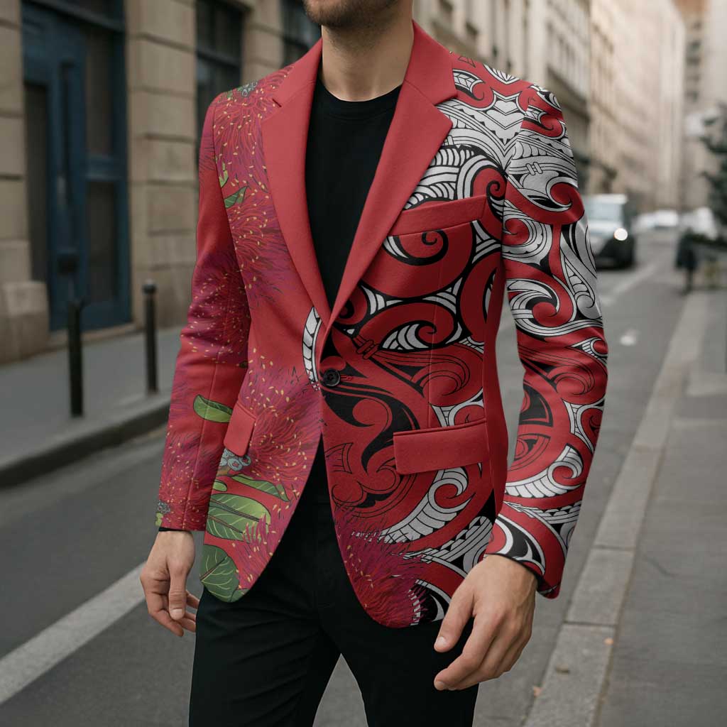 Personalised New Zealand Koru Pohutukawa Blazer Meri Kirihimete Aroha for Christmas LT9 - Polynesian Pride