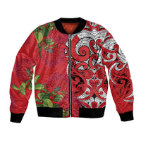Personalised New Zealand Koru Pohutukawa Bomber Jacket Meri Kirihimete Aroha for Christmas LT9 Unisex Red - Polynesian Pride