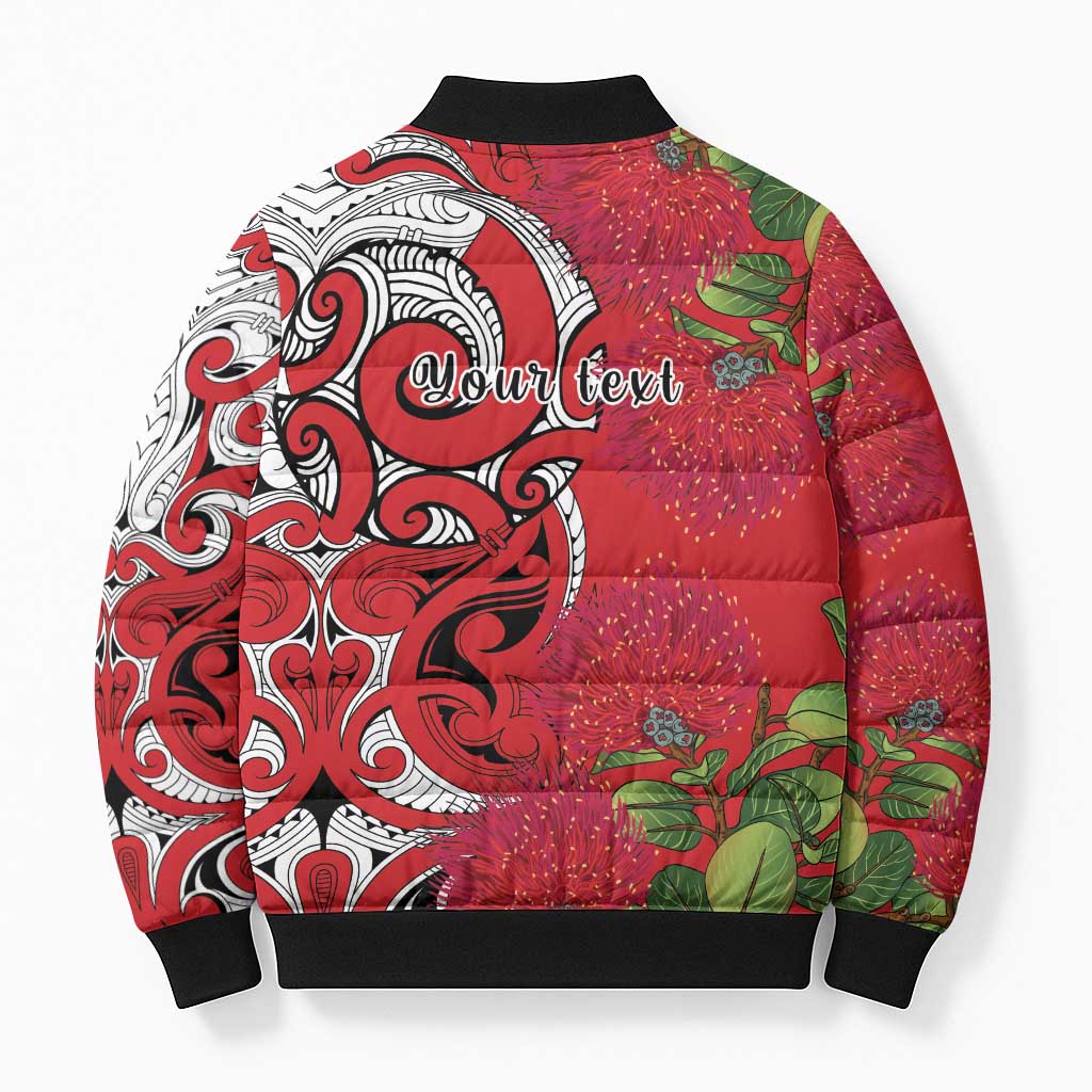 Personalised New Zealand Koru Pohutukawa Bomber Puffer Jacket Meri Kirihimete Aroha for Christmas LT9 - Polynesian Pride
