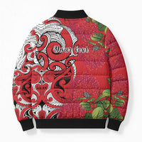 Personalised New Zealand Koru Pohutukawa Bomber Puffer Jacket Meri Kirihimete Aroha for Christmas LT9 - Polynesian Pride