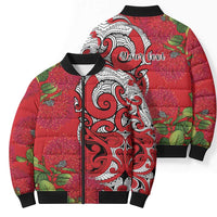 Personalised New Zealand Koru Pohutukawa Bomber Puffer Jacket Meri Kirihimete Aroha for Christmas LT9 - Polynesian Pride