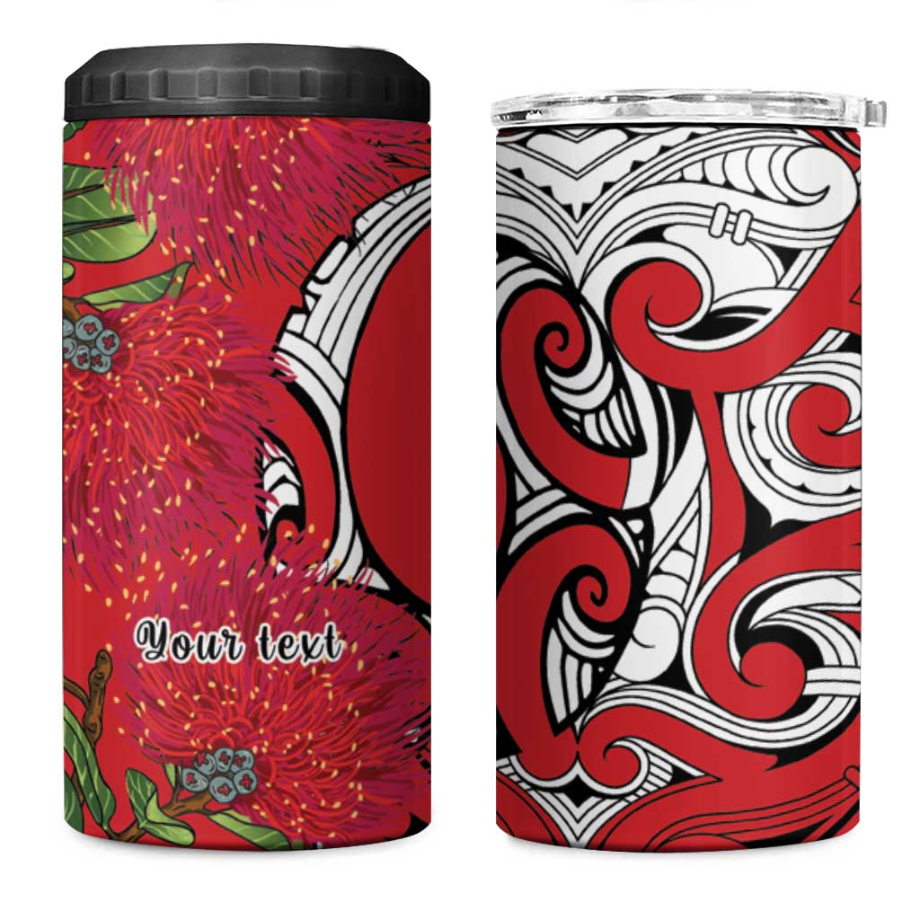 Personalised New Zealand Koru Pohutukawa 4 in 1 Can Cooler Tumbler Meri Kirihimete Aroha for Christmas LT9 One Size: 16 oz Red - Polynesian Pride