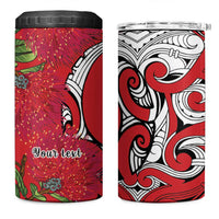 Personalised New Zealand Koru Pohutukawa 4 in 1 Can Cooler Tumbler Meri Kirihimete Aroha for Christmas LT9 One Size: 16 oz Red - Polynesian Pride