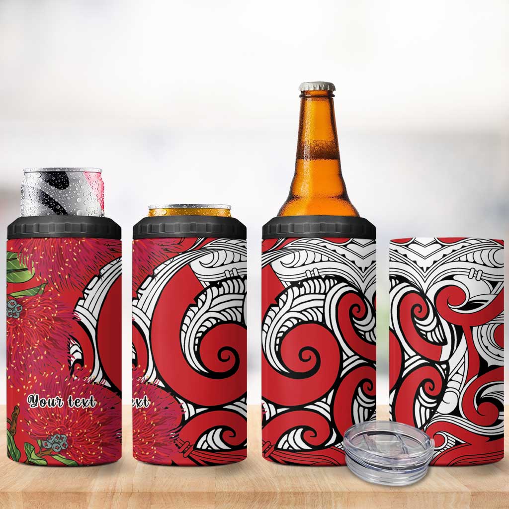Personalised New Zealand Koru Pohutukawa 4 in 1 Can Cooler Tumbler Meri Kirihimete Aroha for Christmas LT9 - Polynesian Pride