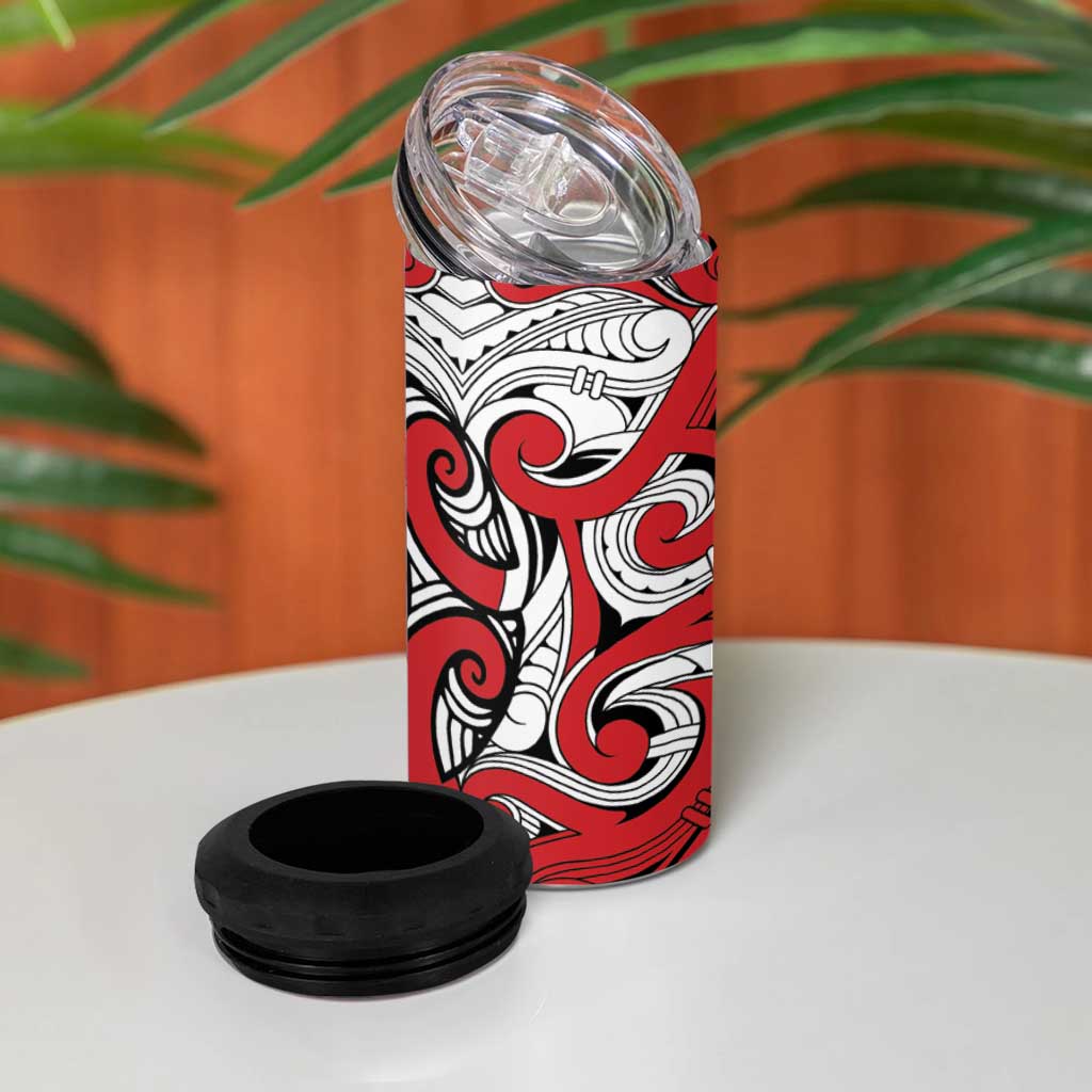 Personalised New Zealand Koru Pohutukawa 4 in 1 Can Cooler Tumbler Meri Kirihimete Aroha for Christmas LT9 - Polynesian Pride