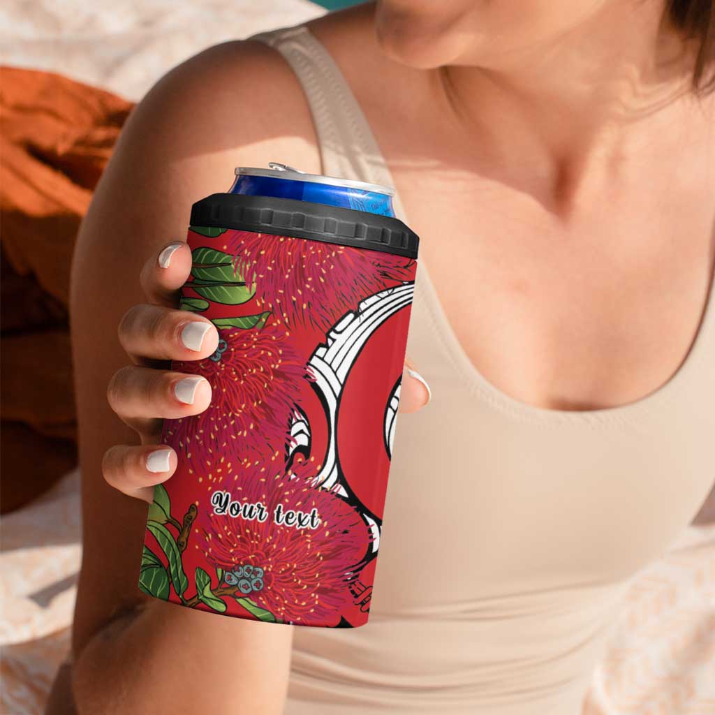 Personalised New Zealand Koru Pohutukawa 4 in 1 Can Cooler Tumbler Meri Kirihimete Aroha for Christmas LT9 - Polynesian Pride