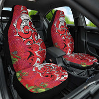 Personalised New Zealand Koru Pohutukawa Car Seat Cover Meri Kirihimete Aroha for Christmas LT9 One Size Red - Polynesian Pride