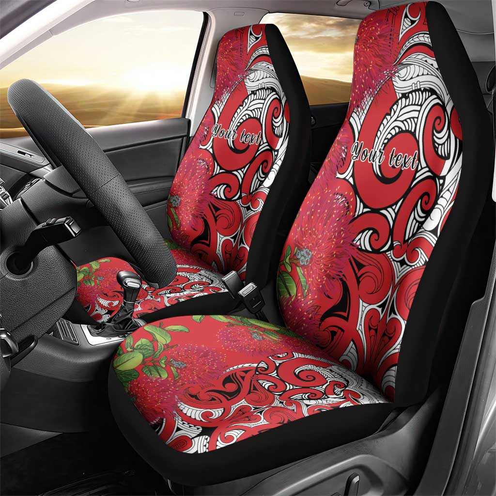 Personalised New Zealand Koru Pohutukawa Car Seat Cover Meri Kirihimete Aroha for Christmas LT9 - Polynesian Pride