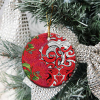 Personalised New Zealand Koru Pohutukawa Ceramic Ornament Meri Kirihimete Aroha for Christmas LT9 - Polynesian Pride
