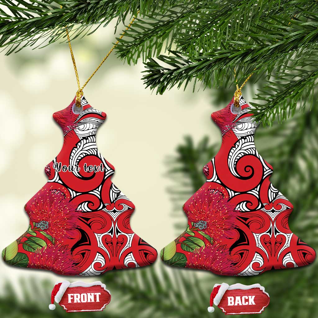 Personalised New Zealand Koru Pohutukawa Ceramic Ornament Meri Kirihimete Aroha for Christmas LT9 Christmas Tree Red - Polynesian Pride