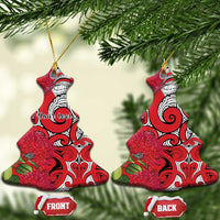 Personalised New Zealand Koru Pohutukawa Ceramic Ornament Meri Kirihimete Aroha for Christmas LT9 Christmas Tree Red - Polynesian Pride