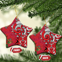 Personalised New Zealand Koru Pohutukawa Ceramic Ornament Meri Kirihimete Aroha for Christmas LT9 Star Red - Polynesian Pride