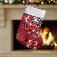 Personalised New Zealand Koru Pohutukawa Christmas Stocking Meri Kirihimete Aroha for Christmas LT9 Set of 2 Red - Polynesian Pride