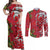 Personalised New Zealand Koru Pohutukawa Couples Matching Off Shoulder Maxi Dress and Long Sleeve Button Shirt Meri Kirihimete Aroha for Christmas - Polynesian Pride