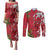 Personalised New Zealand Koru Pohutukawa Couples Matching Puletasi and Long Sleeve Button Shirt Meri Kirihimete Aroha for Christmas - Polynesian Pride