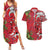 Personalised New Zealand Koru Pohutukawa Couples Matching Summer Maxi Dress and Hawaiian Shirt Meri Kirihimete Aroha for Christmas - Polynesian Pride