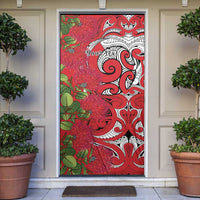 Personalised New Zealand Koru Pohutukawa Door Cover Meri Kirihimete Aroha for Christmas LT9 Red - Polynesian Pride