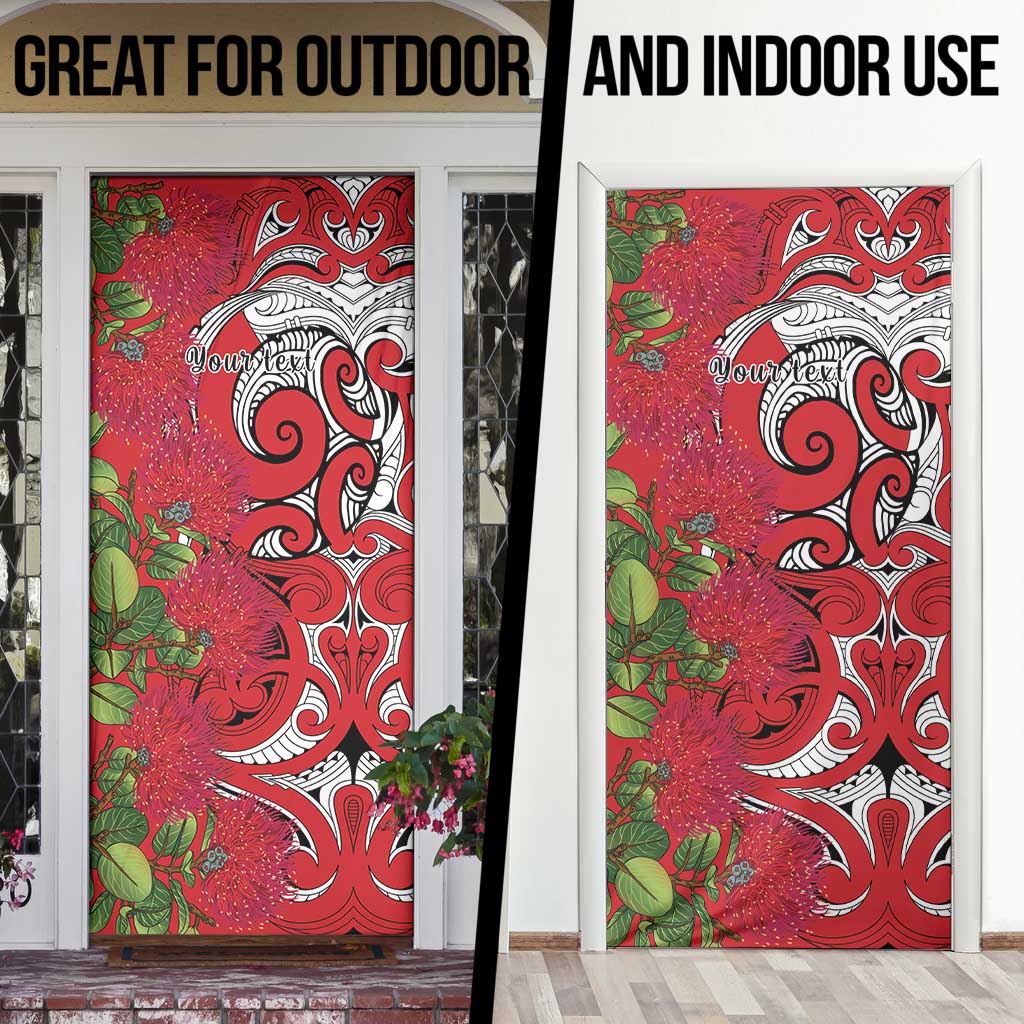 Personalised New Zealand Koru Pohutukawa Door Cover Meri Kirihimete Aroha for Christmas LT9 - Polynesian Pride