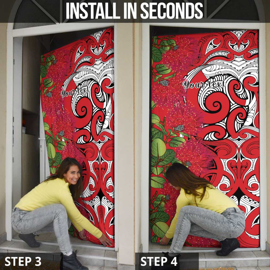 Personalised New Zealand Koru Pohutukawa Door Cover Meri Kirihimete Aroha for Christmas LT9 - Polynesian Pride