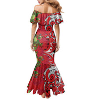 Personalised New Zealand Koru Pohutukawa Family Matching Mermaid Dress and Hawaiian Shirt Meri Kirihimete Aroha for Christmas LT9 - Polynesian Pride