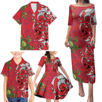 Personalised New Zealand Koru Pohutukawa Family Matching Puletasi and Hawaiian Shirt Meri Kirihimete Aroha for Christmas LT9 - Polynesian Pride