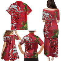 Personalised New Zealand Koru Pohutukawa Family Matching Puletasi and Hawaiian Shirt Meri Kirihimete Aroha for Christmas LT9 - Polynesian Pride
