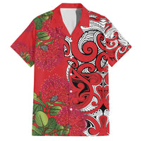Personalised New Zealand Koru Pohutukawa Family Matching Puletasi and Hawaiian Shirt Meri Kirihimete Aroha for Christmas LT9 Dad's Shirt - Short Sleeve Red - Polynesian Pride