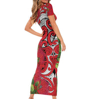 Personalised New Zealand Koru Pohutukawa Family Matching Short Sleeve Bodycon Dress and Hawaiian Shirt Meri Kirihimete Aroha for Christmas LT9 - Polynesian Pride
