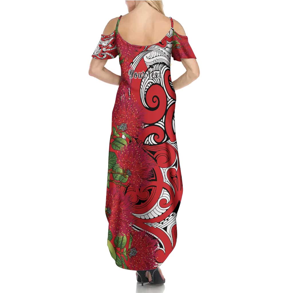 Personalised New Zealand Koru Pohutukawa Family Matching Summer Maxi Dress and Hawaiian Shirt Meri Kirihimete Aroha for Christmas LT9 - Polynesian Pride