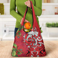 Personalised New Zealand Koru Pohutukawa Grocery Bag Meri Kirihimete Aroha for Christmas LT9 - Polynesian Pride