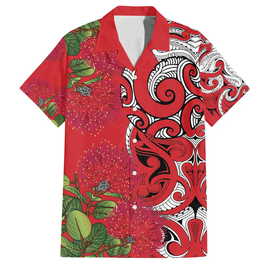 Personalised New Zealand Koru Pohutukawa Hawaiian Shirt Meri Kirihimete Aroha for Christmas LT9 Red - Polynesian Pride