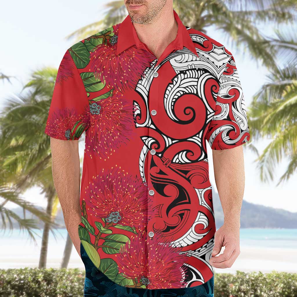 Personalised New Zealand Koru Pohutukawa Hawaiian Shirt Meri Kirihimete Aroha for Christmas LT9 - Polynesian Pride