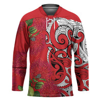Personalised New Zealand Koru Pohutukawa Hockey Jersey Meri Kirihimete Aroha for Christmas LT9 Unisex Red - Polynesian Pride