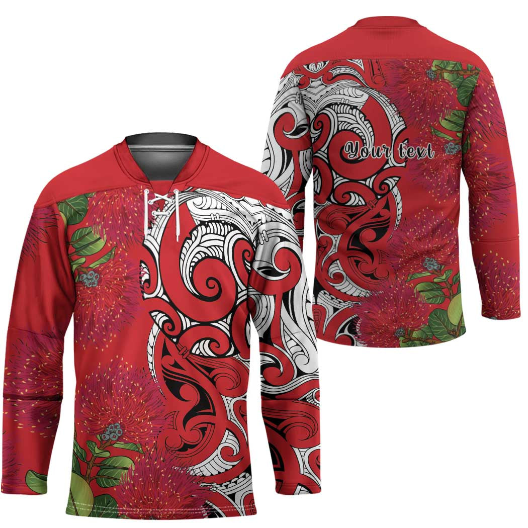 Personalised New Zealand Koru Pohutukawa Hockey Jersey Meri Kirihimete Aroha for Christmas LT9 - Polynesian Pride