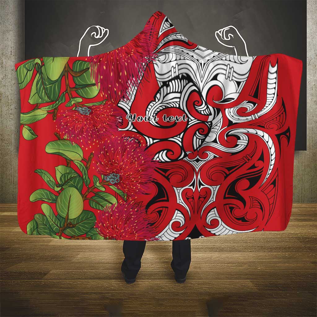 Personalised New Zealand Koru Pohutukawa Hooded Blanket Meri Kirihimete Aroha for Christmas LT9 - Polynesian Pride