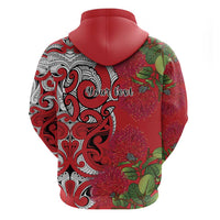 Personalised New Zealand Koru Pohutukawa Hoodie Meri Kirihimete Aroha for Christmas LT9 - Polynesian Pride