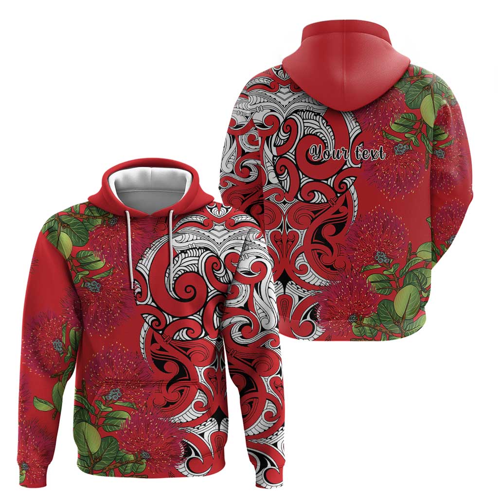 Personalised New Zealand Koru Pohutukawa Hoodie Meri Kirihimete Aroha for Christmas LT9 - Polynesian Pride