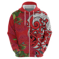 Personalised New Zealand Koru Pohutukawa Hoodie Meri Kirihimete Aroha for Christmas LT9 - Polynesian Pride